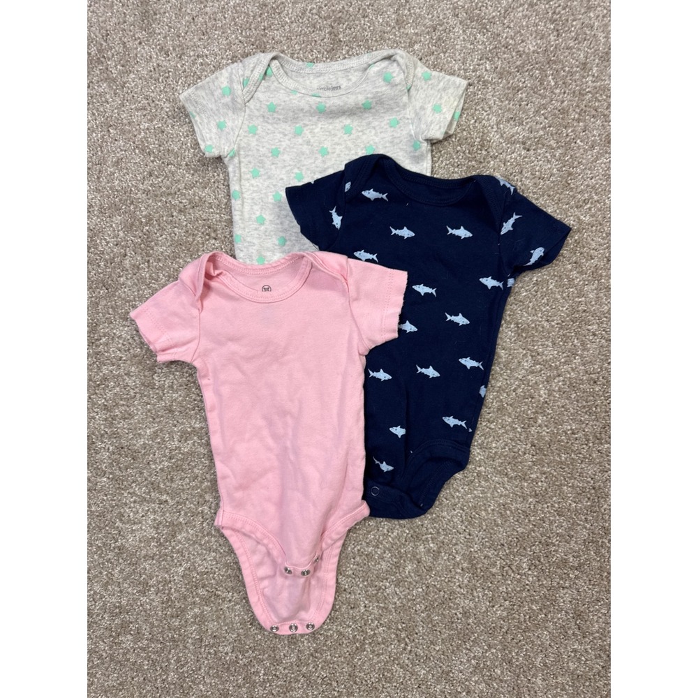 Simple Joys by Carters Wonder Nation Baby Bodysuits Lot of 3 Shark Star 3-6M
